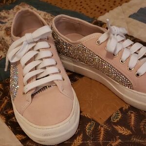 Women's Pink Glitter Sneakers